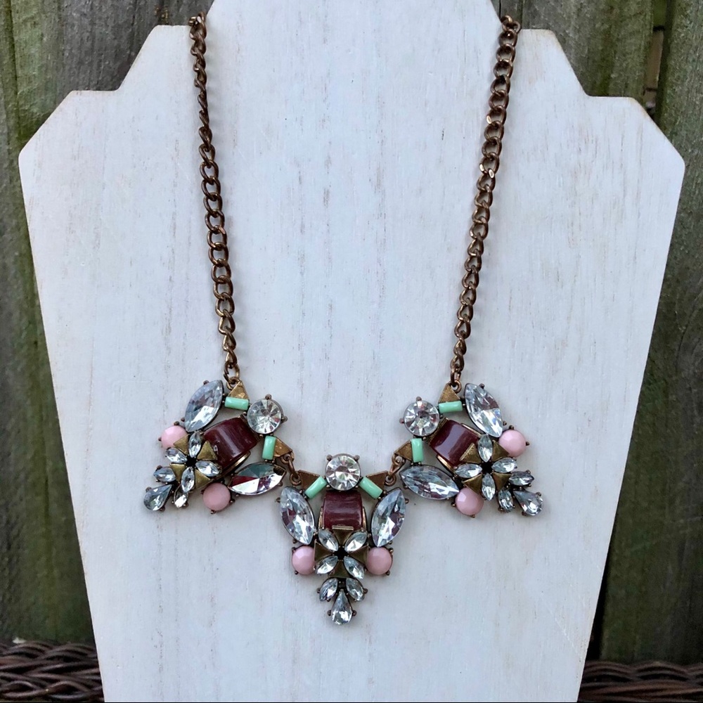 Multicolored Gem Statement Necklace - image 3
